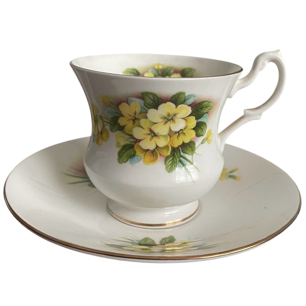 Vintage Royal Albert Minster Cup & Saucer Yellow Primrose Spring Floral